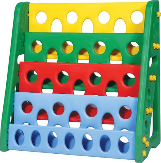 4Tier Kids Book Display Shelf | Toy Storage Organizer for Toddlers | Book Rack for Living Room | Perfect for Home | Play-Schools | Easy Assembly | Study Room & Reading Corners Multocolor