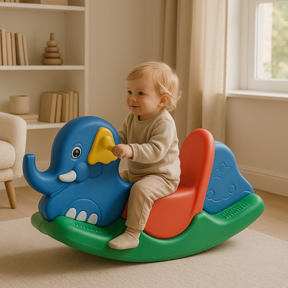 Jam & Honey Elephant Tusker Ride-on, Multicolor | 12+month Blue