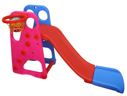 Garden Slide for Kids - Super Buffer Slider with BasketBall - For Boys and Girls - Perfect Slides / Toys for Home, Indoor or Outdoor - with Extended Buffer Zone  (Multicolor)