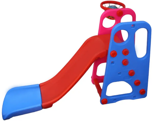 Garden Slide for Kids - Super Buffer Slider with BasketBall - For Boys and Girls - Perfect Slides / Toys for Home, Indoor or Outdoor - with Extended Buffer Zone  (Multicolor)