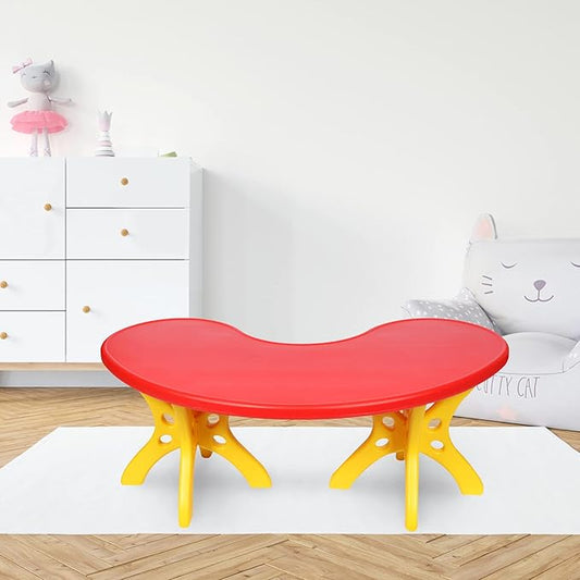 Moon Table for Kids - Half Round Moon Shape Plastic Table with 54 inch length - Study Table for Kids at Home or School - Perfect for Indoor and Outdoor - Play Schools and Homes (Colour May Vary)
