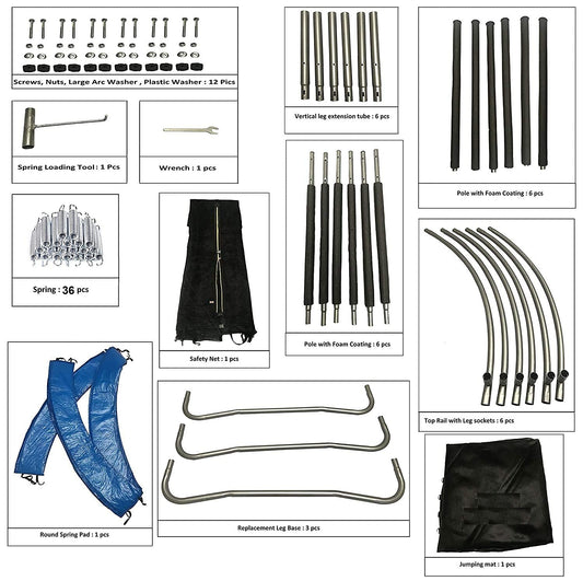 Click to see full view Trampoline for Kids and Adults Indoor & Outdoor Trampolines Big & Small Multi Child for Jumping Exercise with Safety Net (14 feet)