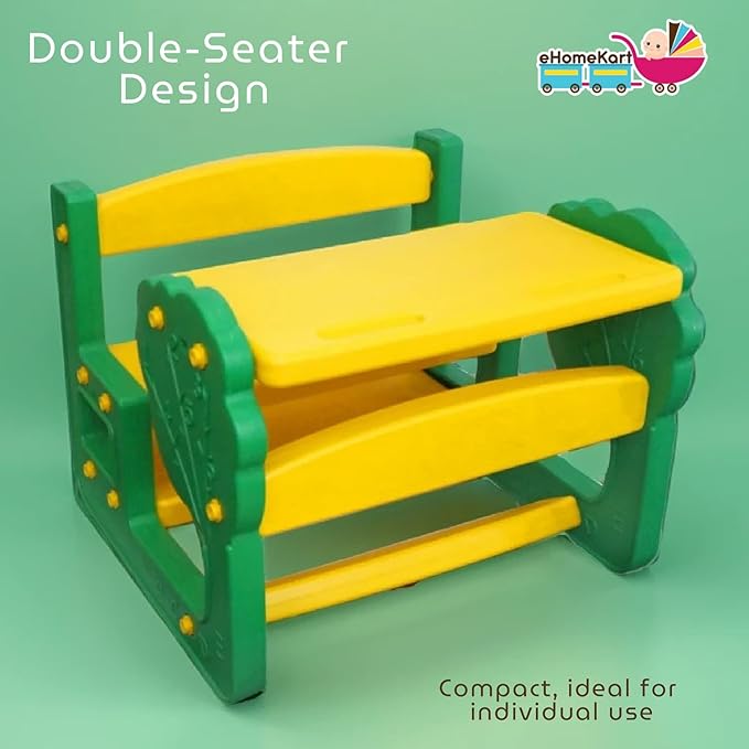 School Activity Study Desk for Kids-Tree Dual Seater Plastic Study Table and Chair Set of TWO-L30 X B30 X H23 (Inches)- Set of Two (2, Dual Tree)